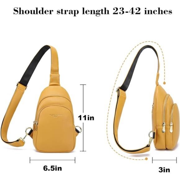 INICAT Crossbody Sling Bags Fanny Packs Leather Purses Chest Bag for Women - Picture 3 of 7